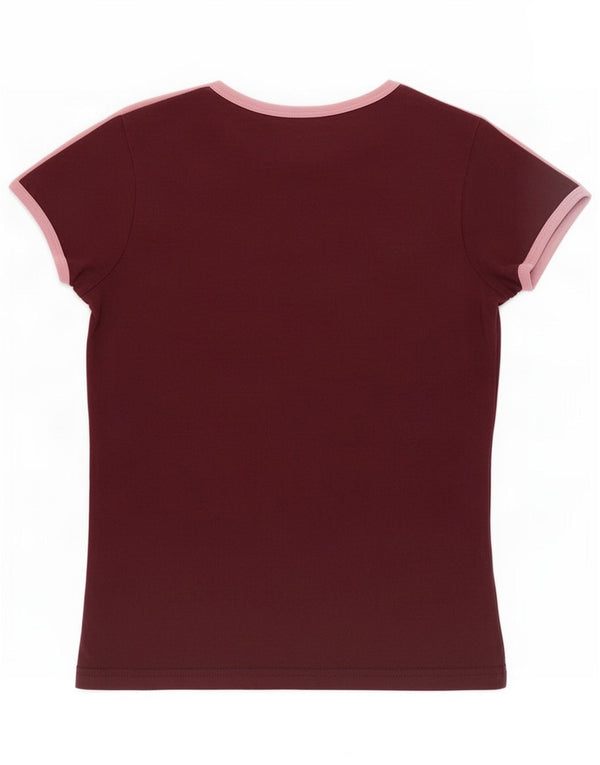 Puma Womens Graphic T-Shirt Top UK 10 Small Burgundy Colourblock
