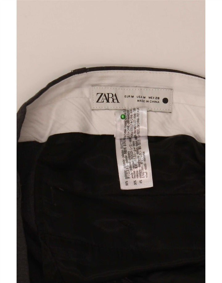 Zara Hombre Pantalones Casuales Rectos Medianos W32 L29 Poliéster Gris