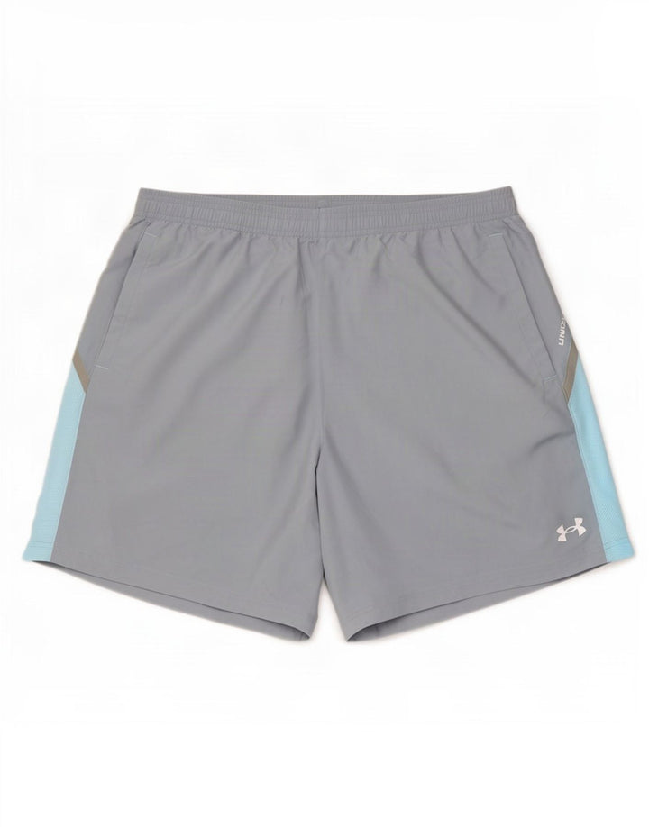 Under Armour Pantalones cortos deportivos para hombre XL Gris Colorblock Poliéster