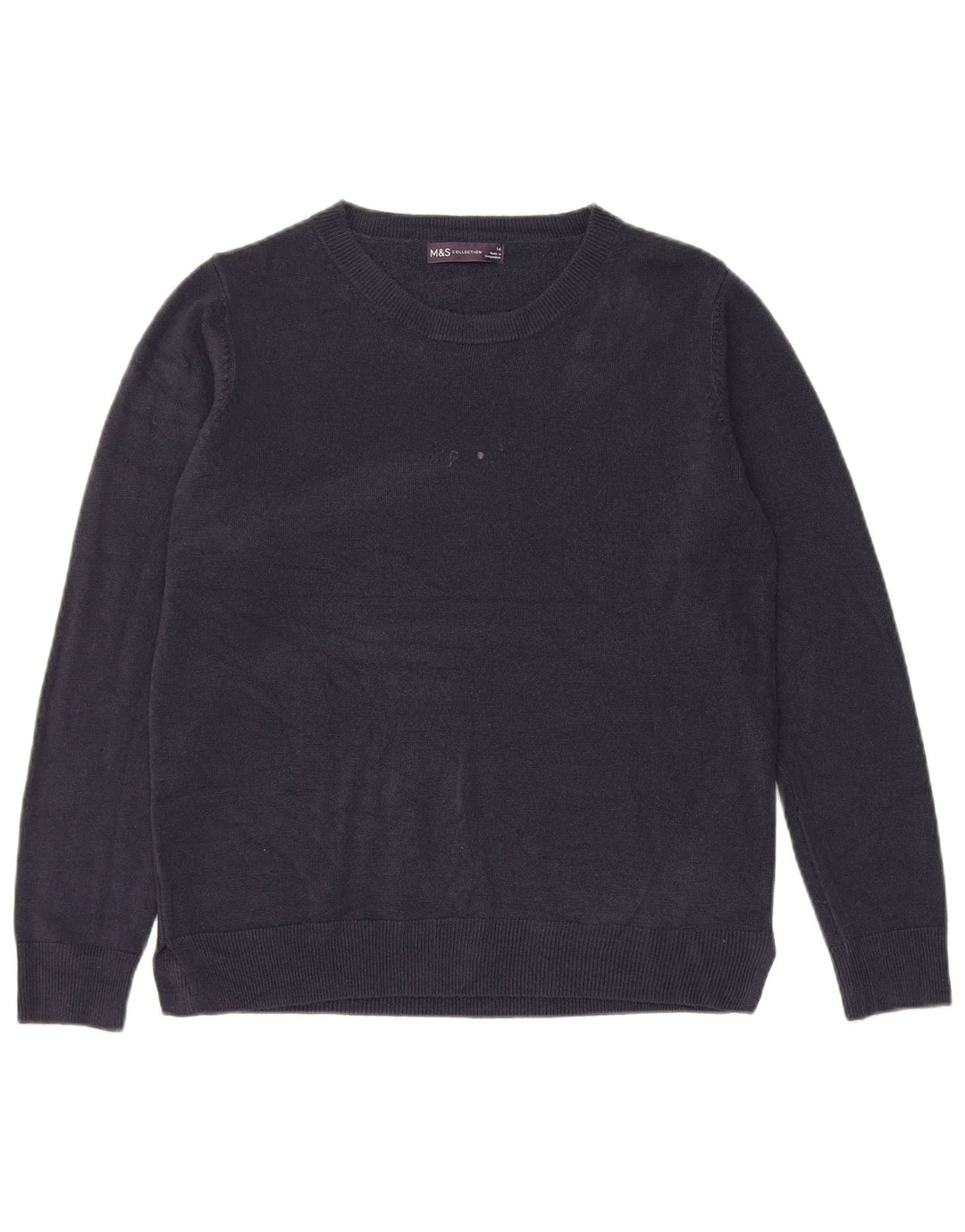 Marks & Spencer Jersey con cuello barco para mujer, talla 44, talla mediana, azul marino