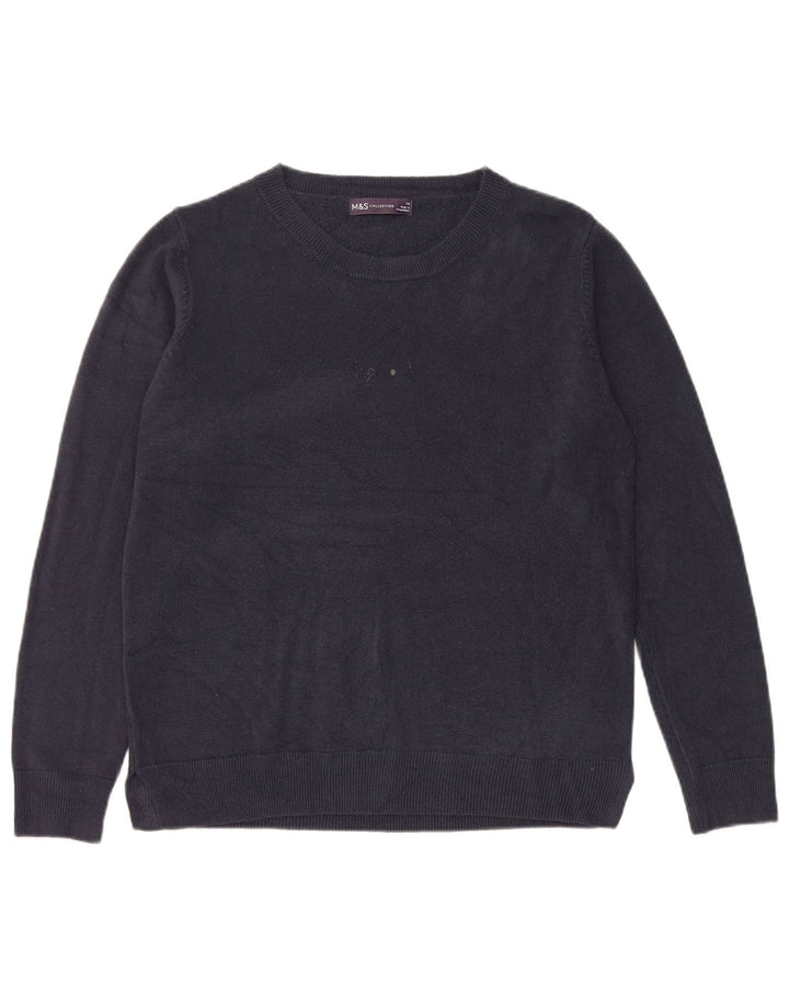Marks & Spencer Jersey con cuello barco para mujer, talla 44, talla mediana, azul marino