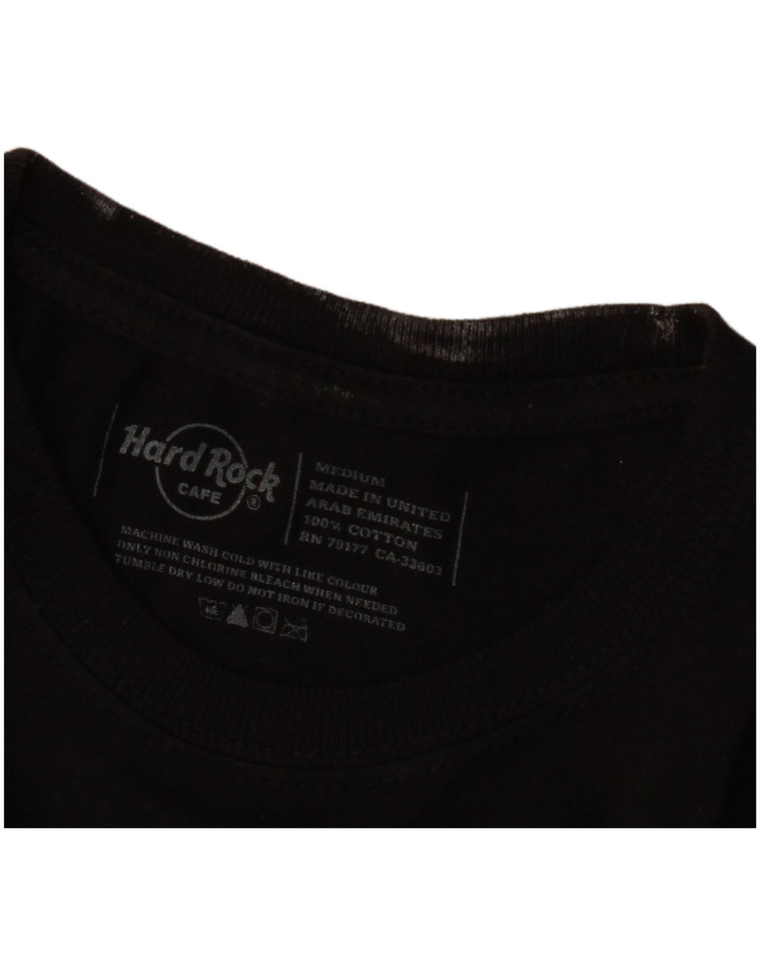 Hard Rock Cafe Hombres Copenhague Camiseta Gráfica Top Medio Algodón Negro