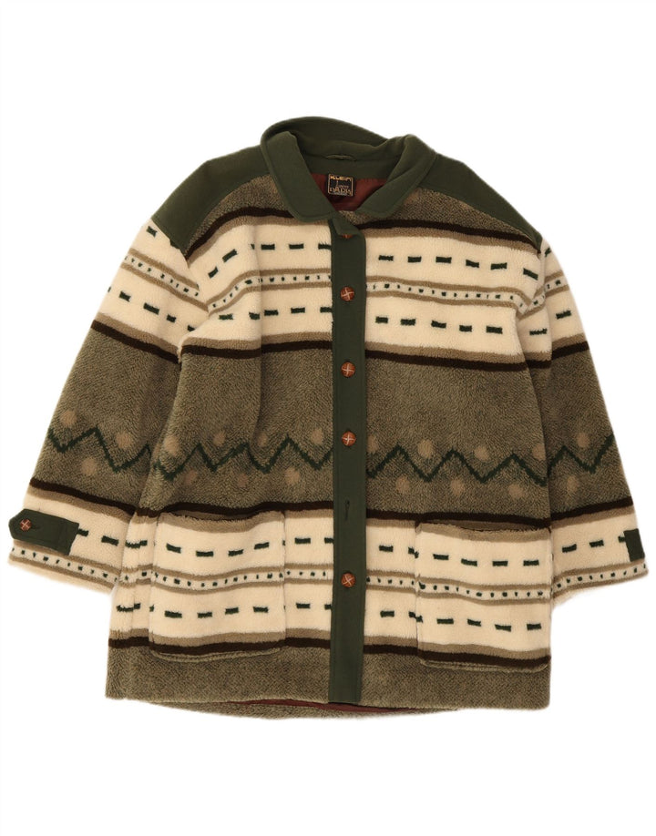 Vintage mujer polar abrigo de gran tamaño EU 40 bloque de color verde medio