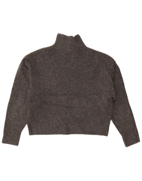 Zara Mujer Crop Oversize Cuello Alto Jersey Jersey UK 10 Small Gris