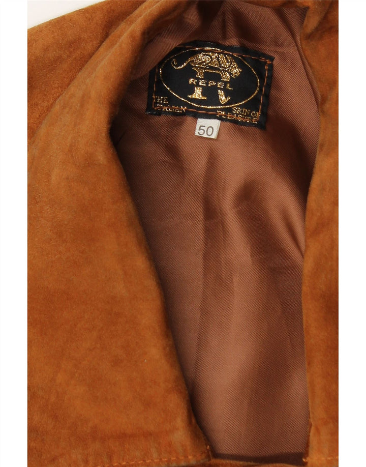VINTAGE Chaqueta de ante para hombre IT 50 Cuero marrón grande