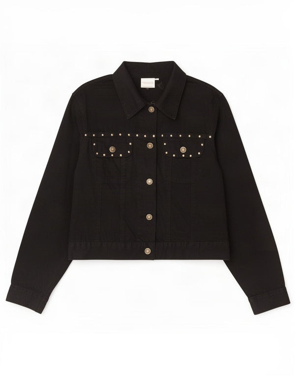 John F Gee Chaqueta vaquera para mujer UK 42 Mediana Algodón con estampado animal negro