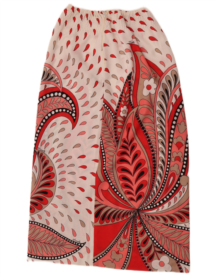 Vintage mujer Maxi falda W26 pequeño blanco Paisley