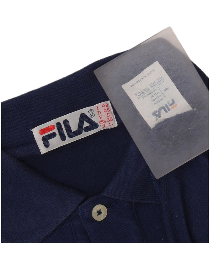 FILA Polo de manga larga para hombre IT 48 Algodón azul marino mediano