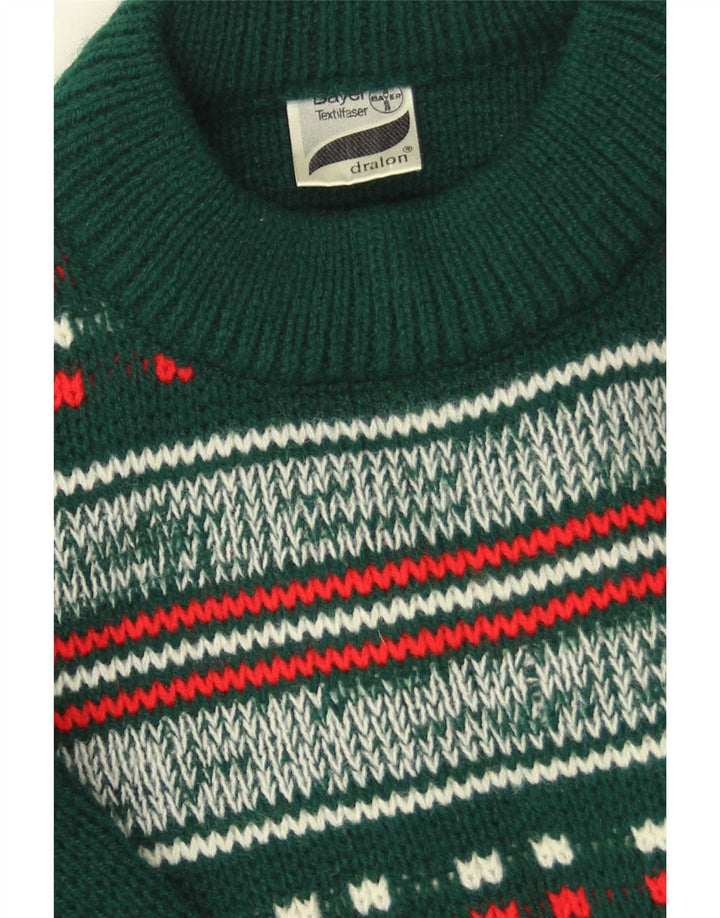 Dralon Hombre Cuello Redondo Jersey Jersey Pequeño Verde Fair Isle Poliacrílico