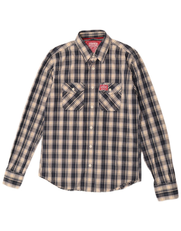 Camisa Superdry para hombre de algodón a cuadros azules grandes