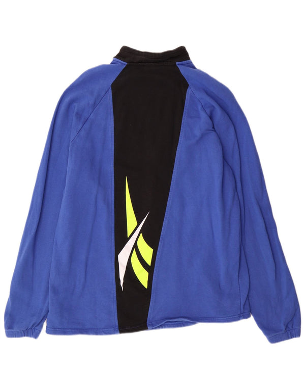 Reebok Mens Graphic 1/4 Zip Sweatshirt Jumper Medium Blue Cotton