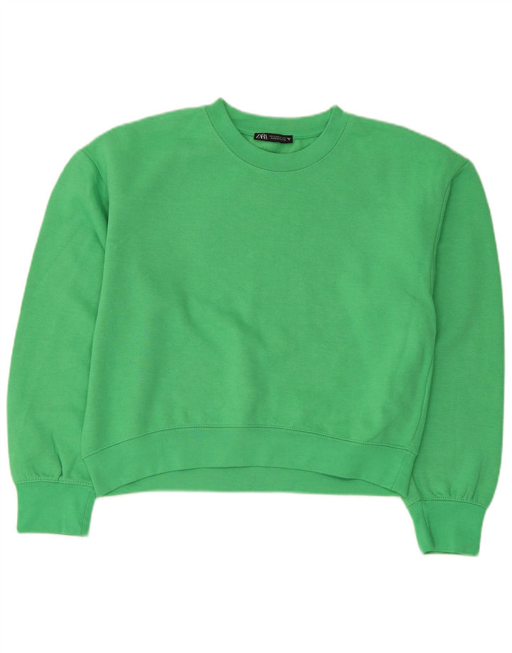 Zara Mujer Sudadera Oversize Jersey UK 10 Small Verde Poliéster