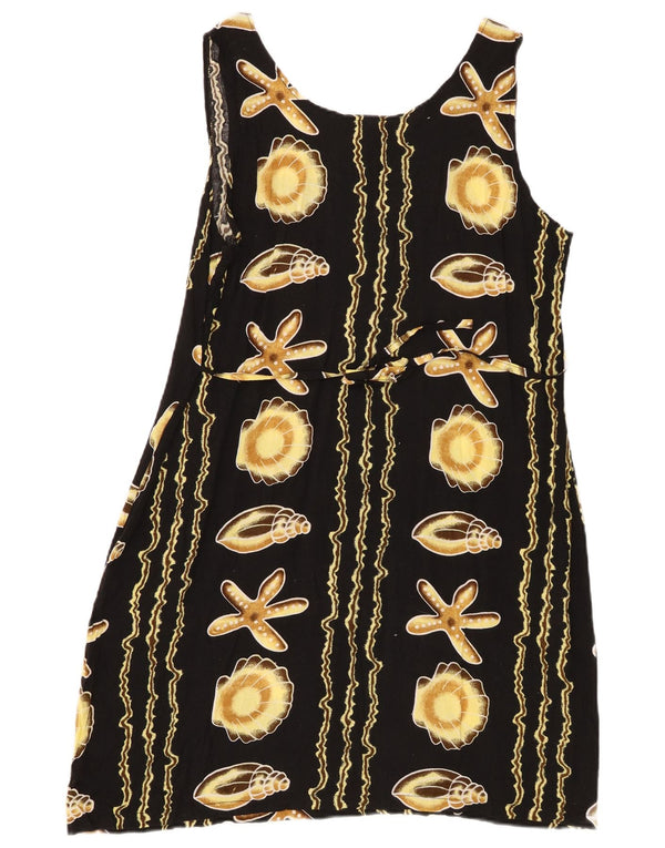 Vintage Womens Abstract Pattern Sleeveless Sheath Dress UK 18 XL Black