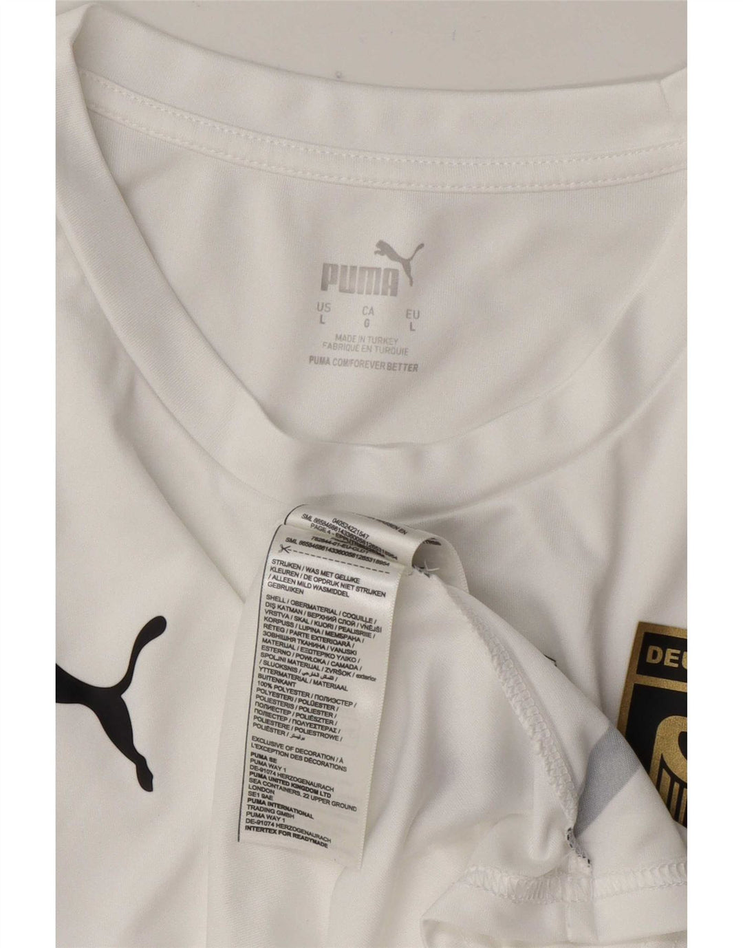 Puma Mens Deutshland Graphic Camiseta Top Grande Poliéster Blanco
