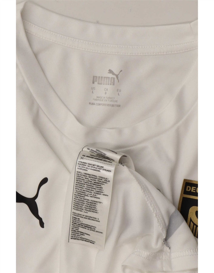 Puma Mens Deutshland Graphic Camiseta Top Grande Poliéster Blanco