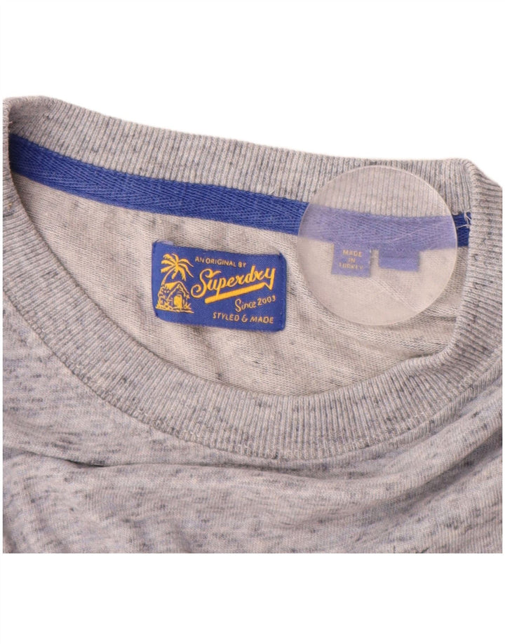 SUPERDRY Camiseta gráfica para hombre Top de algodón moteado gris medio