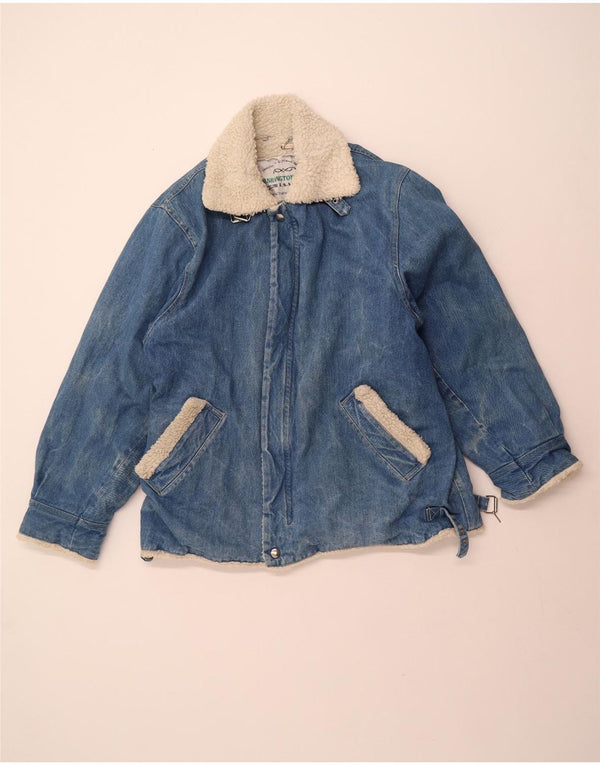 VINTAGE Chaqueta Sherpa de mezclilla para hombre Reino Unido 40 Algodón azul grande