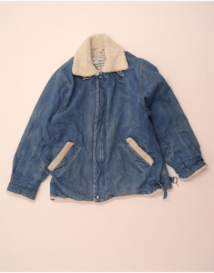 VINTAGE Chaqueta Sherpa de mezclilla para hombre Reino Unido 40 Algodón azul grande