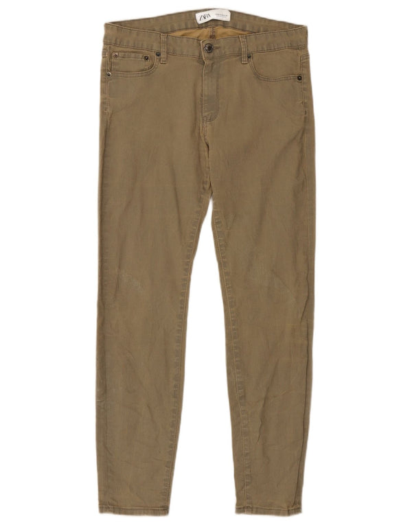 Zara Mujer Pantalones Casuales Slim EU 40 Medium W30 L27 Caqui