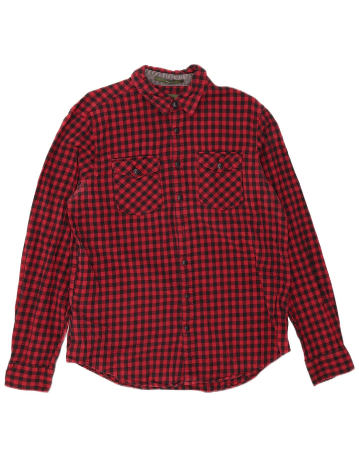 EDDIE BAUER Camisa alta de franela para hombre Algodón a cuadros rojo grande