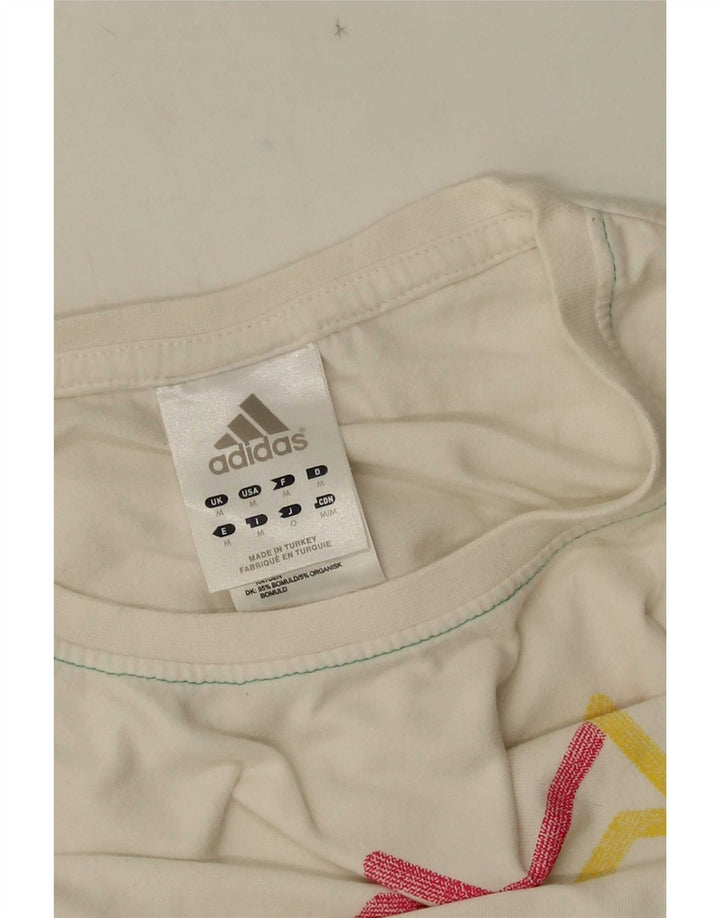 Adidas Hombre Camiseta Gráfica Top Medio Blanco Algodón Geométrico