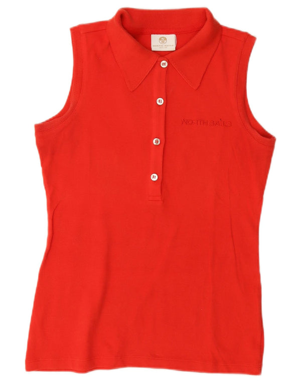 North Sails Polo sin mangas gráfico para mujer UK 6 XS Algodón naranja