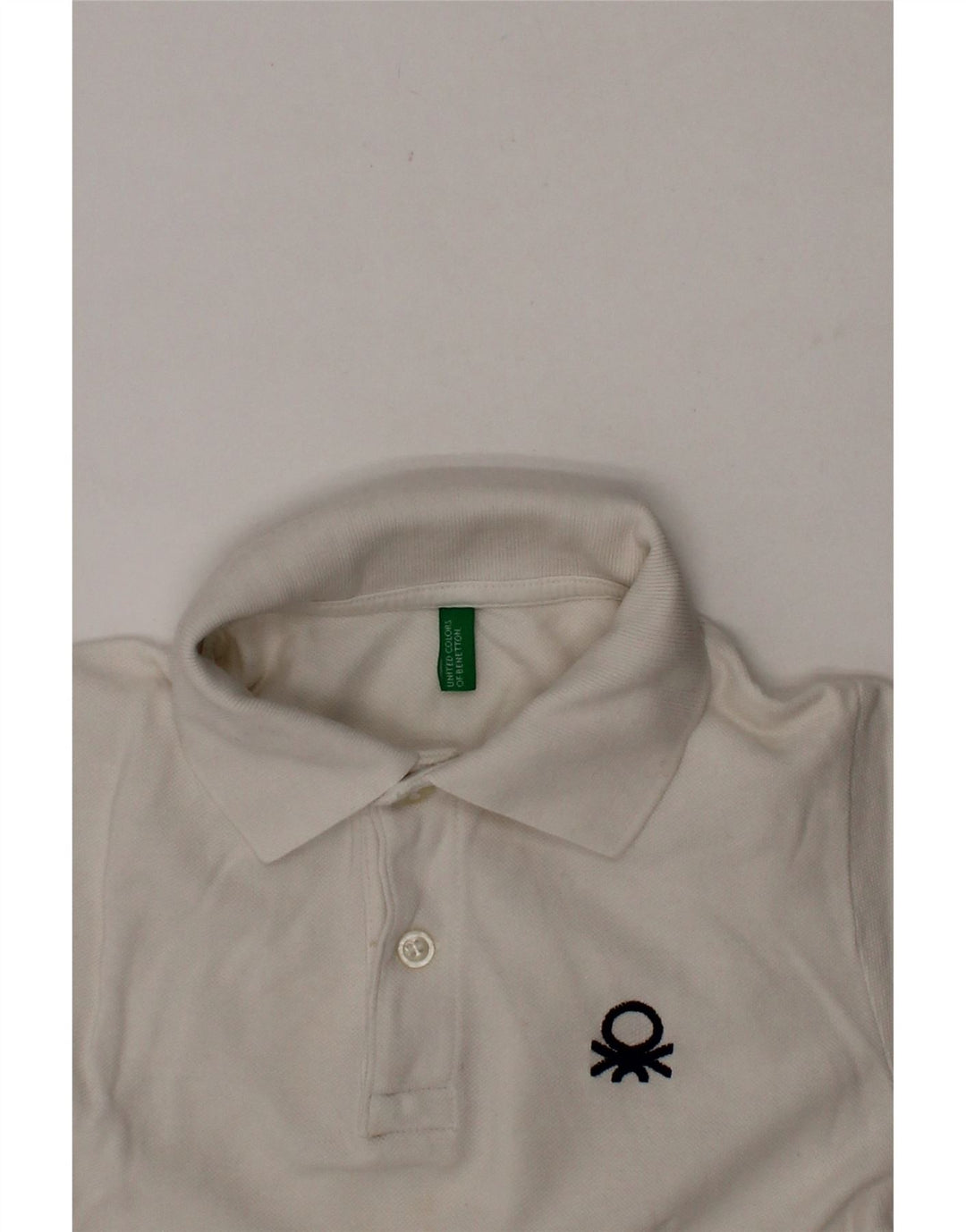 BENETTON Boys Polo Shirt 9-10 Years White Vintage Benetton and Second-Hand Benetton from Messina Hembry 