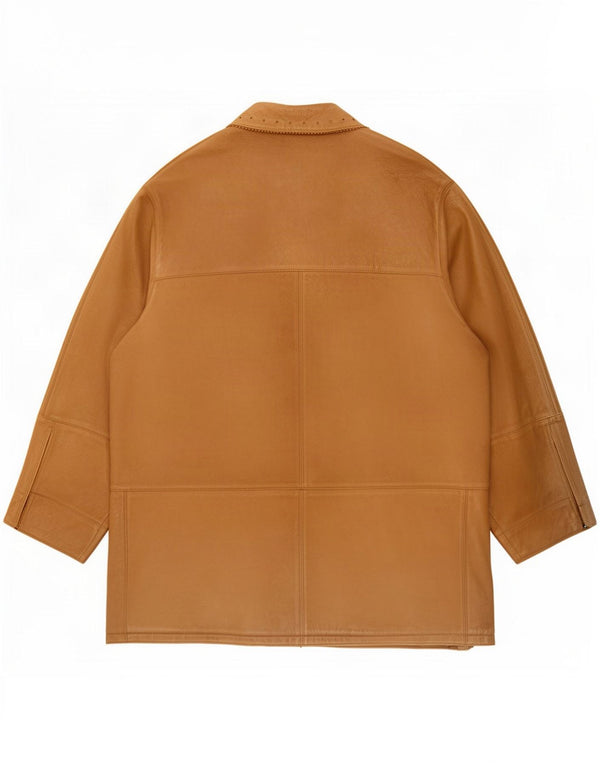 Vintage mujer abrigo de ante de gran tamaño IT 50 XL cuero beige