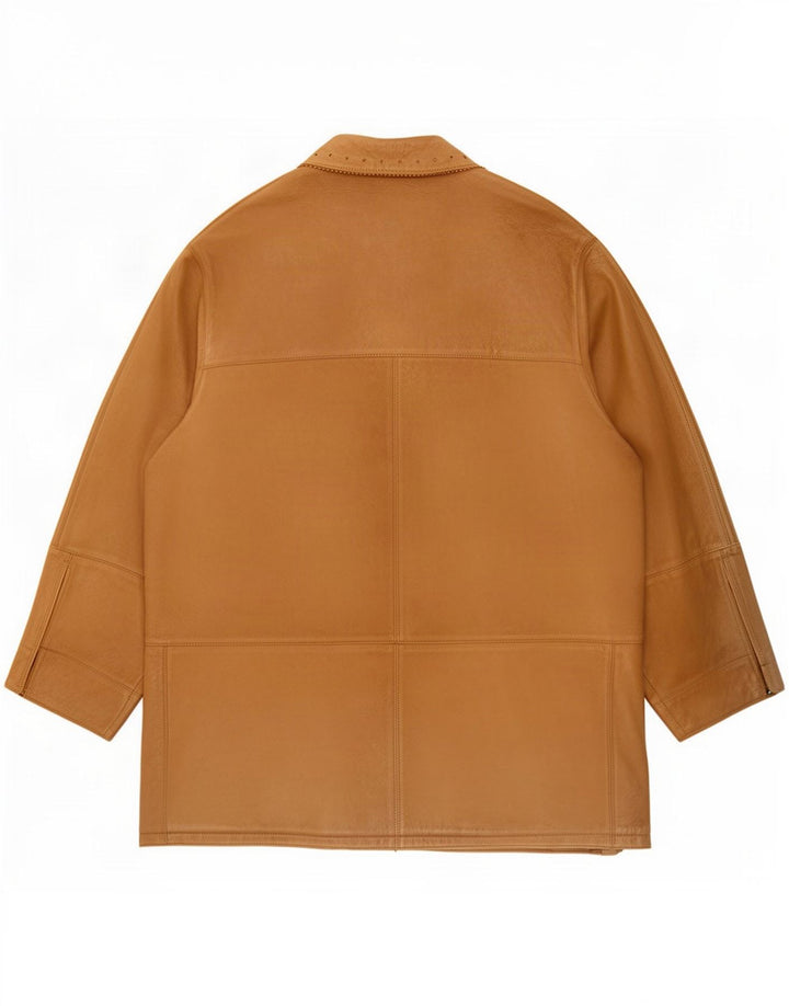 Vintage mujer abrigo de ante de gran tamaño IT 50 XL cuero beige