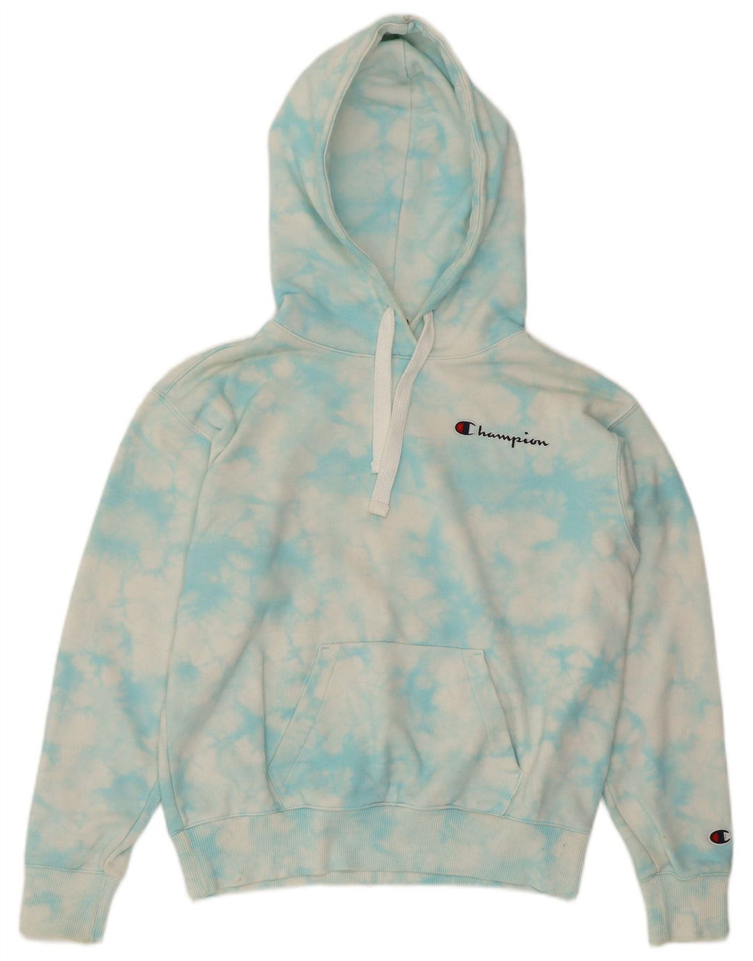 CHAMPION Jersey con capucha extragrande para mujer UK 10 Small Blue Tie Dye Cotton