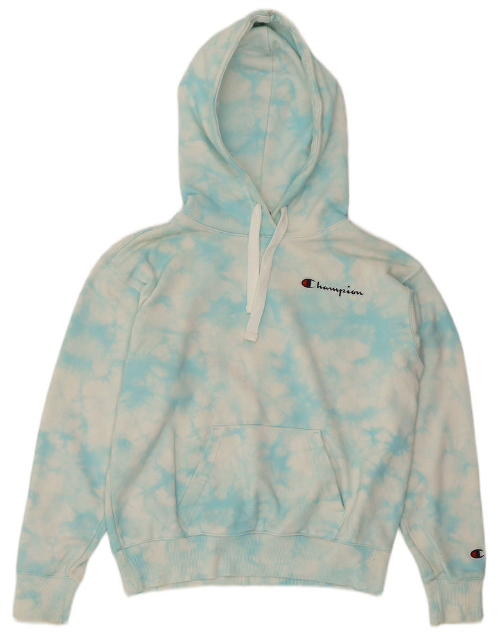 CHAMPION Jersey con capucha extragrande para mujer UK 10 Small Blue Tie Dye Cotton