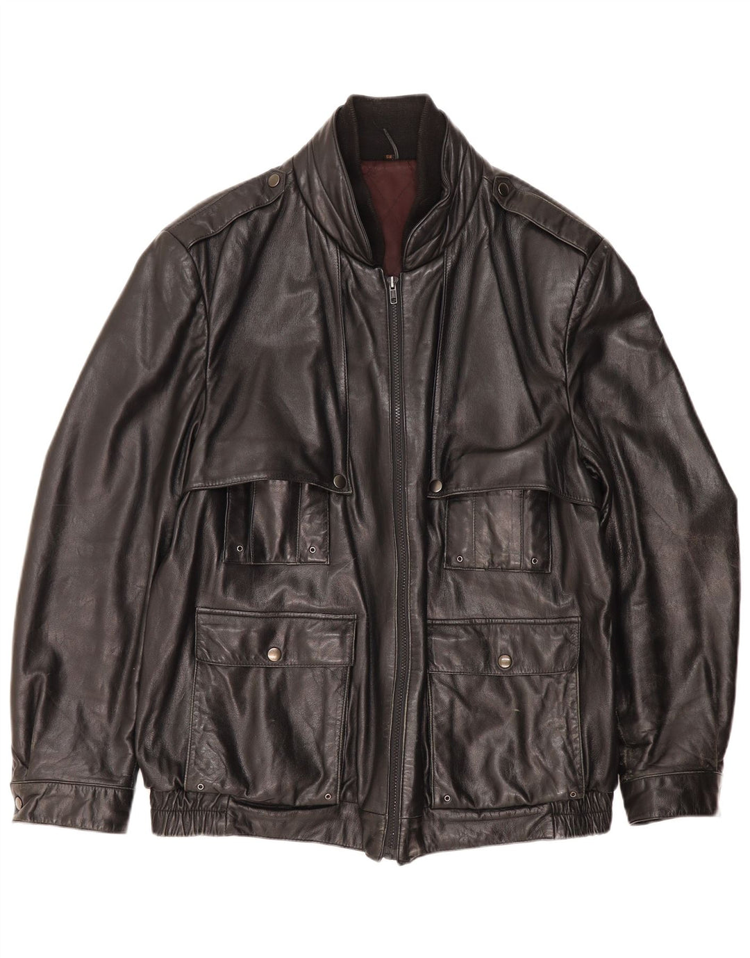 SCHILD Chaqueta de cuero militar para hombre UK 40 Large Black Leather