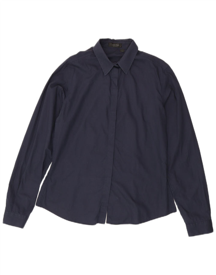 Calvin Klein Camisa para mujer US 12 Grande Azul Marino Algodón