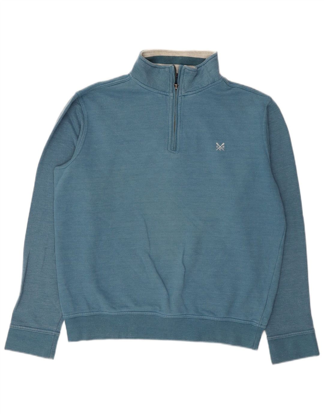 Crew Clothing - Sudadera con cuello y cremallera para hombre, jersey de algodón azul medio