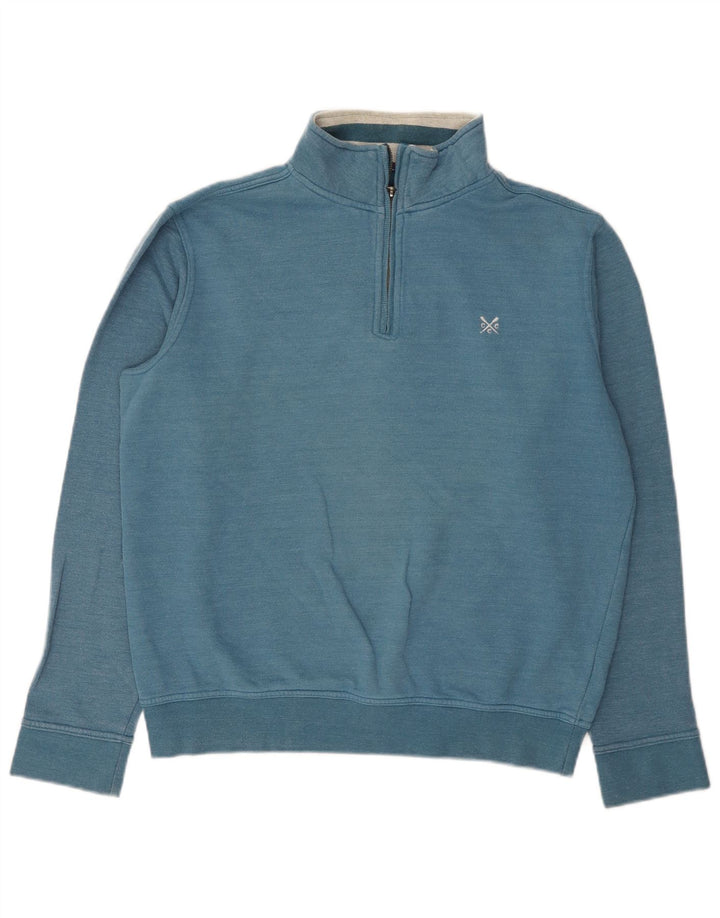 Crew Clothing - Sudadera con cuello y cremallera para hombre, jersey de algodón azul medio