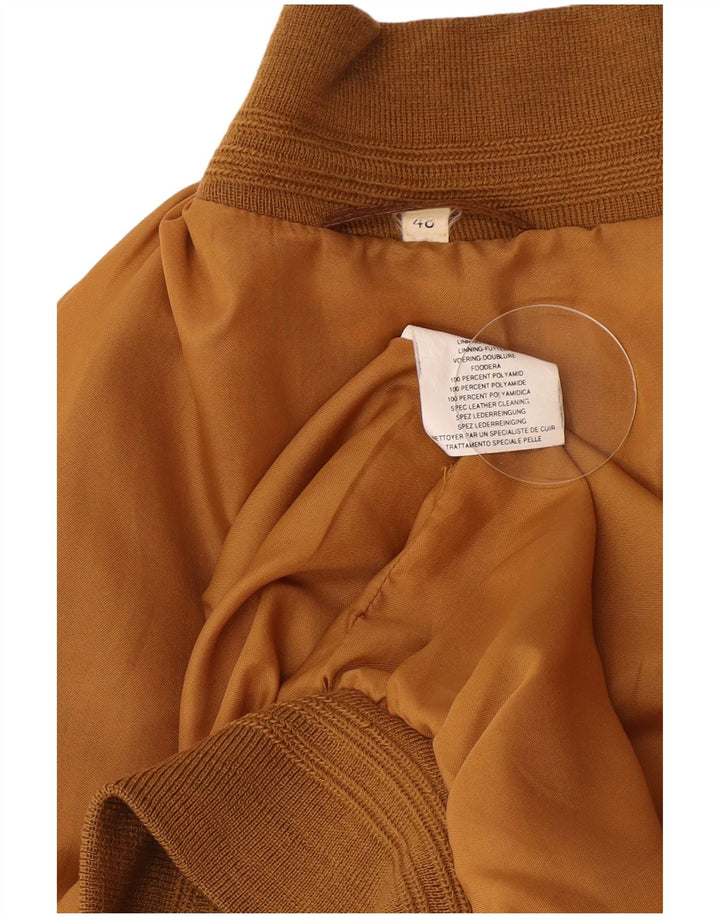 Vintage hombres ante bomber chaqueta IT 48 cuero marrón medio