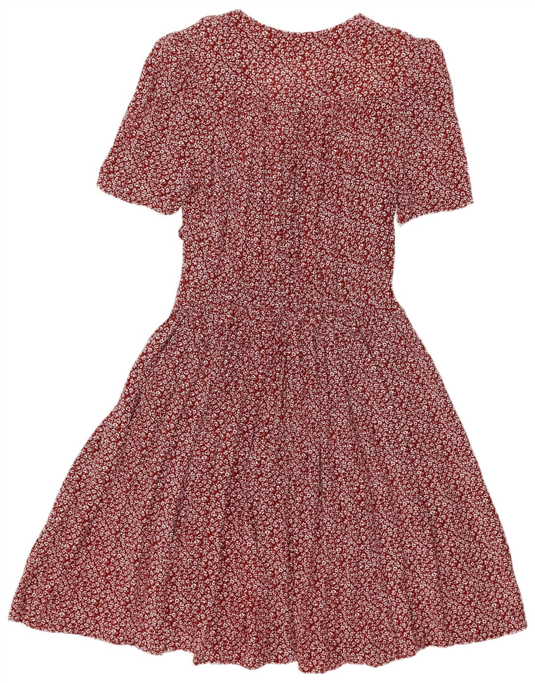 VINTAGE Mujer Empire Vestido Reino Unido 14 Grande Borgoña Floral