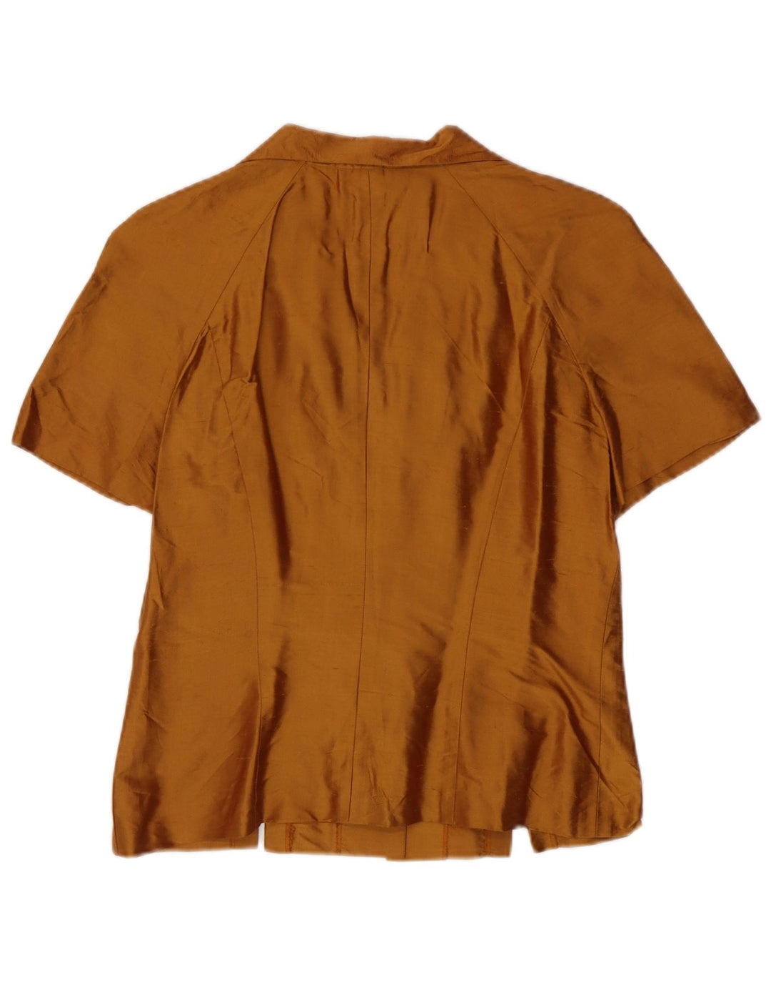 Luisa Spagnoli Blusa camisera de manga corta para mujer IT 44 Seda marrón medio