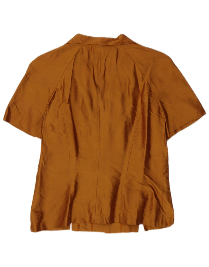 Luisa Spagnoli Blusa camisera de manga corta para mujer IT 44 Seda marrón medio