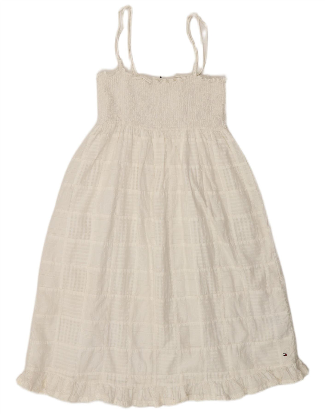 Tommy Hilfiger Vestido de verano para mujer UK 8 Small White Check Cotton