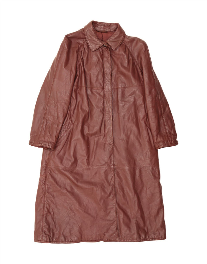 VINTAGE Womens Leather Coat UK 14 Medium Brown Vintage Vintage and Second-Hand Vintage from Messina Hembry 