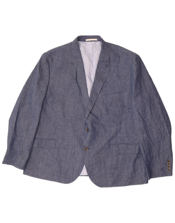 Marks & Spencer Chaqueta tipo blazer de 2 botones para hombre UK 54 7XL Azul Lino Clásico