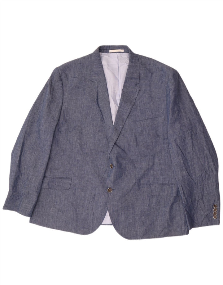 Marks & Spencer Chaqueta tipo blazer de 2 botones para hombre UK 54 7XL Azul Lino Clásico