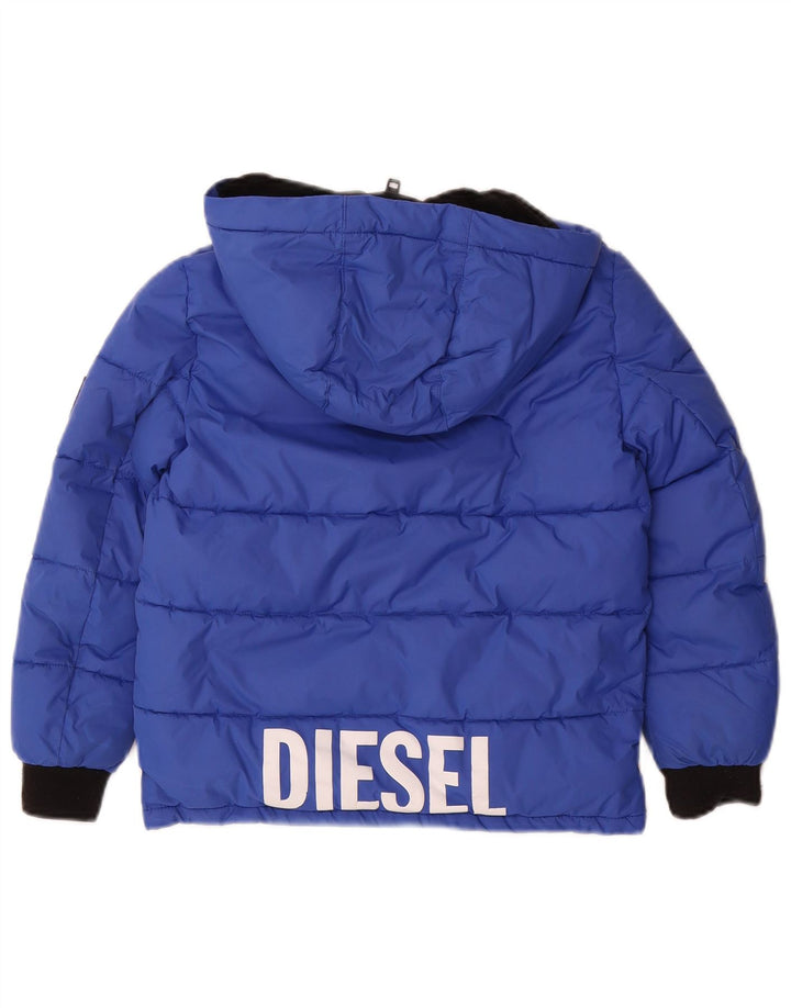 Diesel Chaqueta acolchada con capucha y gráfico para niños 7-8 años Nylon azul