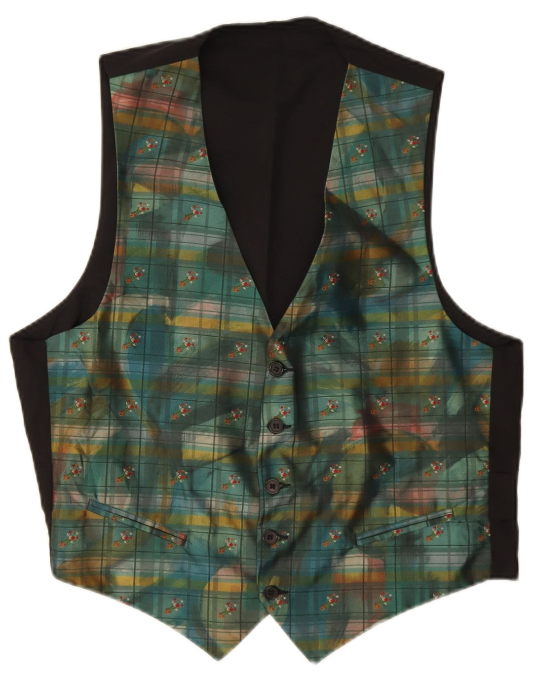 Chaleco vintage para hombre a cuadros verdes grandes
