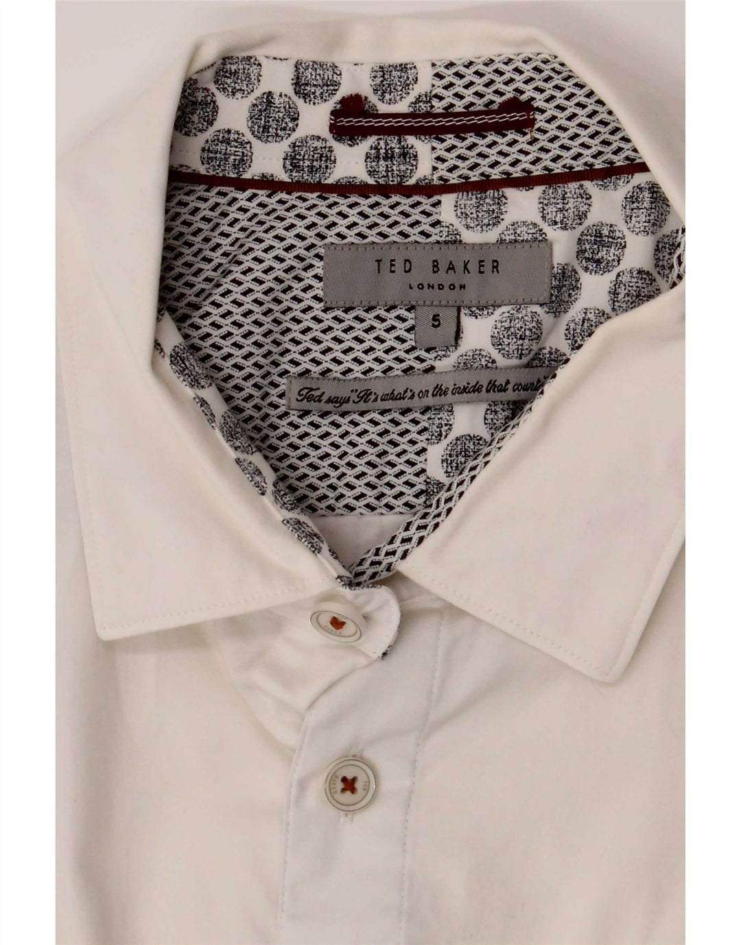 Ted Baker Camisa para hombre Talla 5 XL Algodón blanco