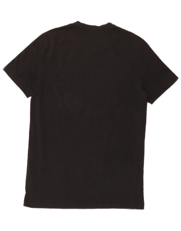 Emporio Armani Hombres Camiseta Gráfica Top Medio Algodón Negro