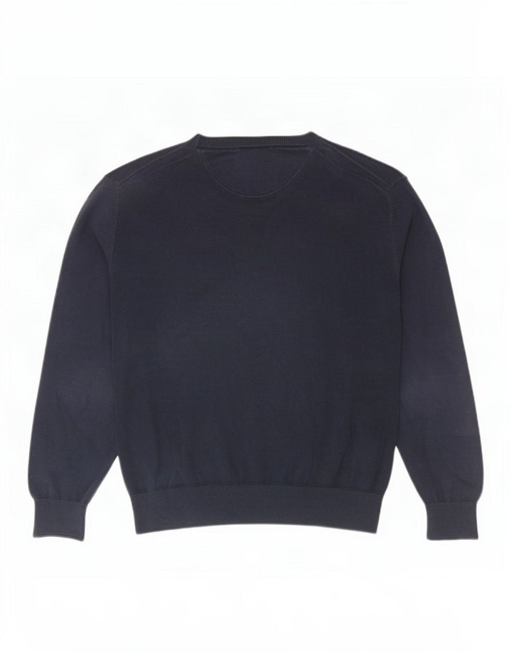 Timberland Jersey con cuello en V para hombre, suéter mediano de algodón azul marino