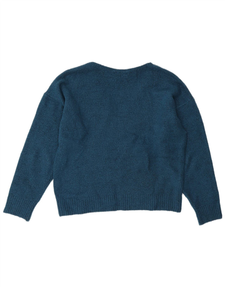 Marks & Spencer Suéter tipo jersey de gran tamaño con cuello en V para mujer UK 10 Small Blue