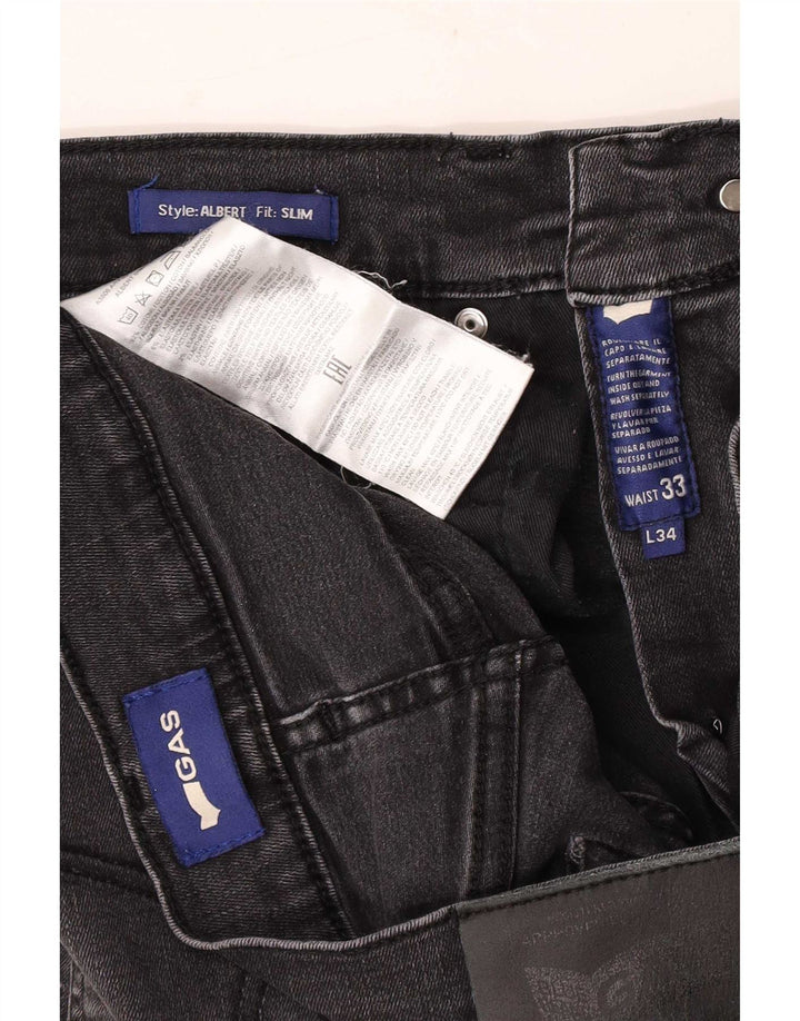 Vaqueros ajustados desgastados para hombre Gas W33 L34 Algodón negro